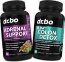 DR. BO Adrenal Support & Colon Cleanse Supplements - Ashwagandha & L Tyrosine ile Adrenal Fatigue Supplement - 15 Day Intestinal Cleanse Pills for Bowel Movement Support & Gut Stomach Cleansing