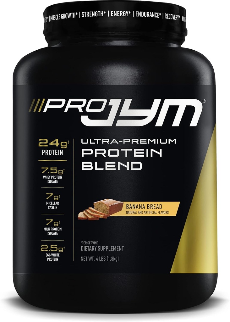 JYM Supplement Science Pro JYM 4lbs Banana Bread Protein Toz | Whey, Milk, Egg White Isolates, & Casein | Muscle growth, Recovery, for Men & Women