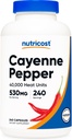 Nutricost Cayenne Pepper 530mg, 240 Capsules - 40,000 Heat Units, Gluten Free, Non-GMO