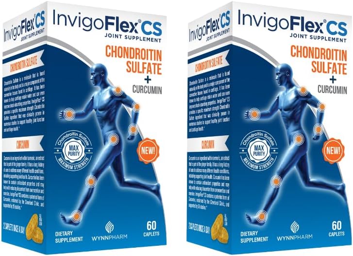 INVIGOFLEX Chondroitin Sulfate with Turmeric Curcumin Non GMO for Diz, Hand, Back & Hip Premium Ortak Supplement CS - 2 Pack