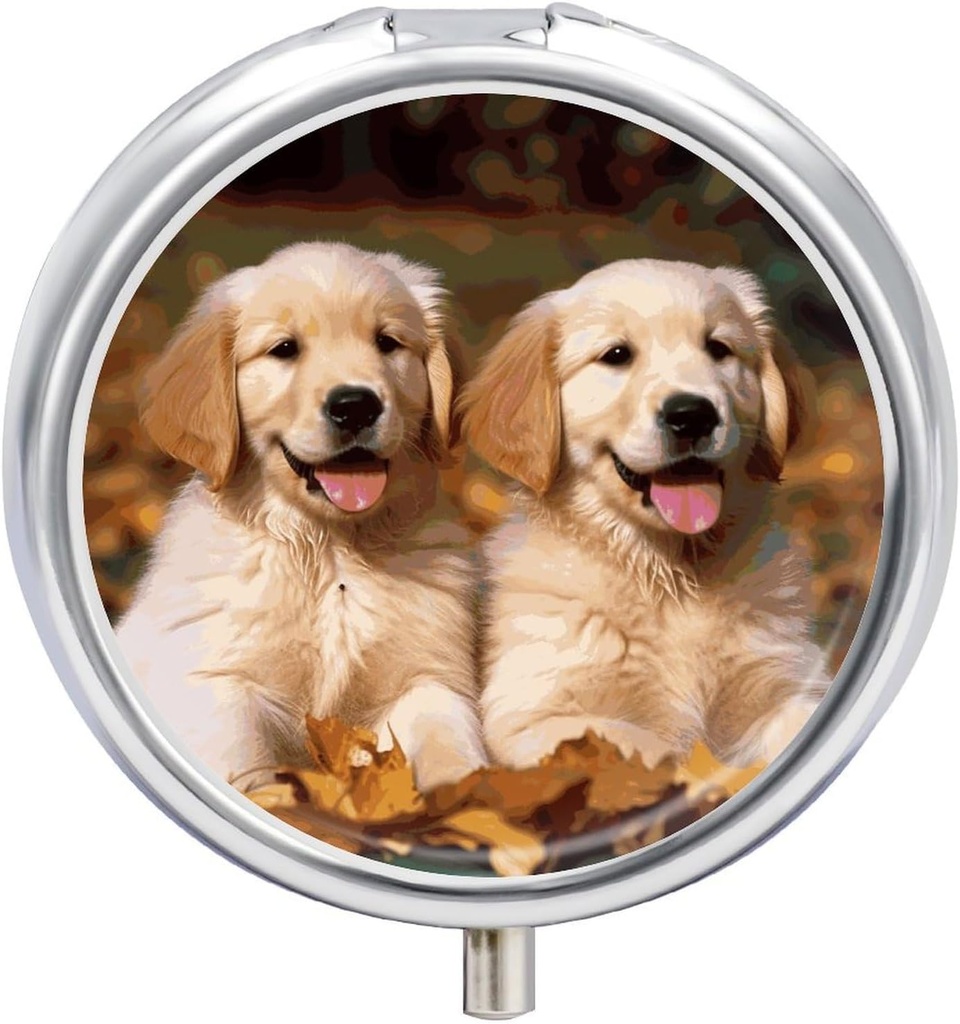 Tıp Box 3 Karşılaştırma Pill Box Cute Small Pill Box Golden Accessr Dogs Puppies Evcil hayvanlar Baslı Pill Box Multi Function Pill Box for Vitamins Fish Oil Supplements Pearls için Çok Fonksiyonlar Kutu