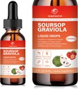 Soursop Graviola Leaf Extract & Sea Moss Liquid Drops - Hücre Desteği, Immunity Boost, Liver Health, Sleep Aid & Antisoxy - Pure Soursop Bitters, 2 Ay Supply, 2 Fl Oz (2oz, Strawberry)