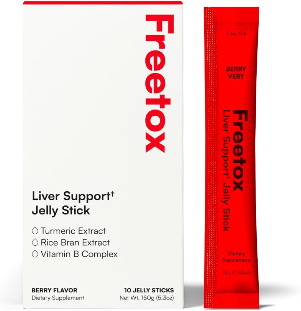 Freetox Liver Detox Jelly Sticks – Pre-Party Hangover Support & Next-Day Recovery Supplement – Hydration + Antioksis – Berry Flavor – 10 Stick Pack Pack