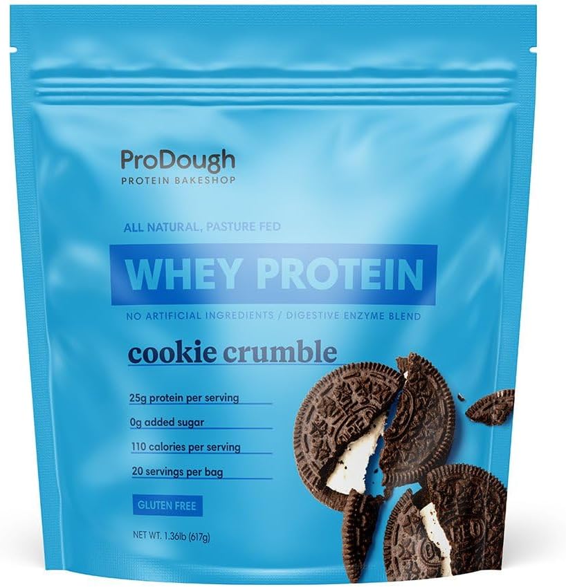 ProDough Gourmet Whey Isolate Hydrolized protein Toz for Shake Mix- Easy Digest Enzyme Mix, 25g Protein, Doğal Malzemeler, Gluten Free, Keto Friendly (Cookie Crumble)