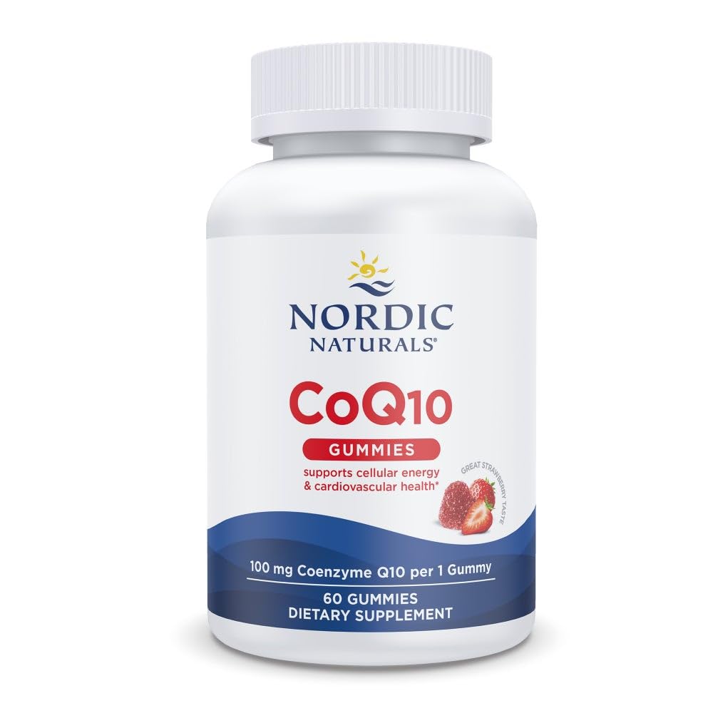 Nordic Naturals CoQ10 Gummies, Strawberry - 60 Gummies - 100 mg Coenzyme Q10 (CoQ10) - Great Taste - Heart Health, Cellular Energy Production, Antioxy Support - Non-GMO, Vegan - 60 hizmet