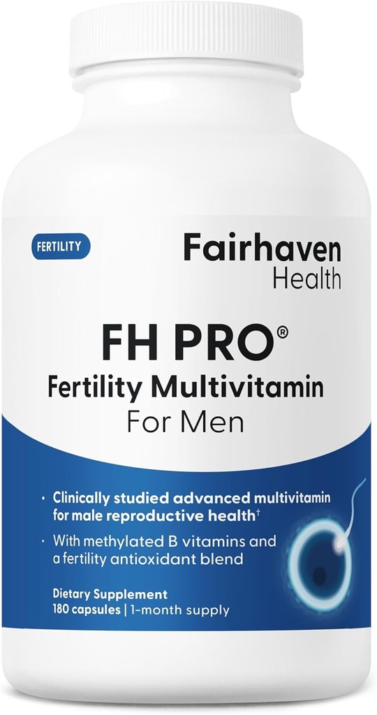 Fairhaven Health FH Pro for Men | Klinik olarak Studied Premium Prenatal Fertness Supplements | Erkek Ferttitude Supplements | Count and Mottitude Support Pre-Conception for Him | 180 Capsules