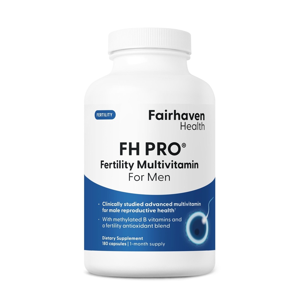 Fairhaven Health FH Pro for Men | Klinik olarak Studied Premium Prenatal Fertness Supplements | Erkek Ferttitude Supplements | Count and Mottitude Support Pre-Conception for Him | 180 Capsules