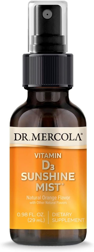 Dr. Mercola Vitamin D3 Sunshine Mist - Destekler Immune & Ortak Sağlık - 5000 I per Service - Non-GMO, Gluten-Free & Soy-Free - 0.98 fl oz (38 hizmet)