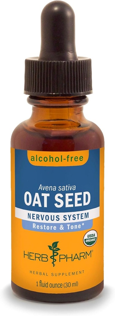 Herbm Pharm, Nervous Sistem Desteği için Organik Alkol Özgür Oat Tohumunu Onayladı - 1 Fl Oz (Pack of 1)