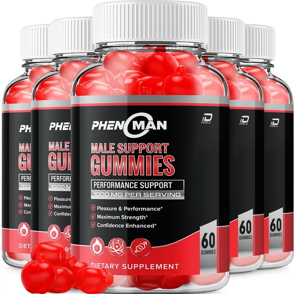 Phenoman για άνδρες Gummies – Pheno Man Max Performance, Phenoman Advanced Formula, Extra Strength Φυσικό συμπλήρωμα για την ανάπτυξη των μυών και τη συνολική υποστήριξη και σχόλια για την υγεία (5 Pack – 300 Gummies)