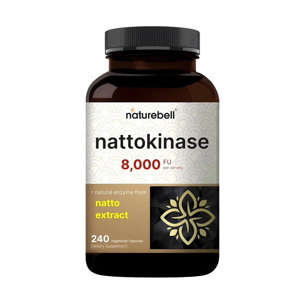 NatureBell Nattokinase - 240 Capsules - 8,000 FU Max Strength from Fermented Natto Extract - for Heart Health, Healthy Circulation & Daily Wellness Support*