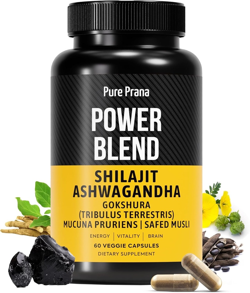 Pure Himalaya Shilajit with Ashwagandha for Men - 12000 mg Authentic Shilajit Capsules with Gokshura, KSM-66 & Safed Musli | Premium testosteron Support Supplement for Energy & Vitality