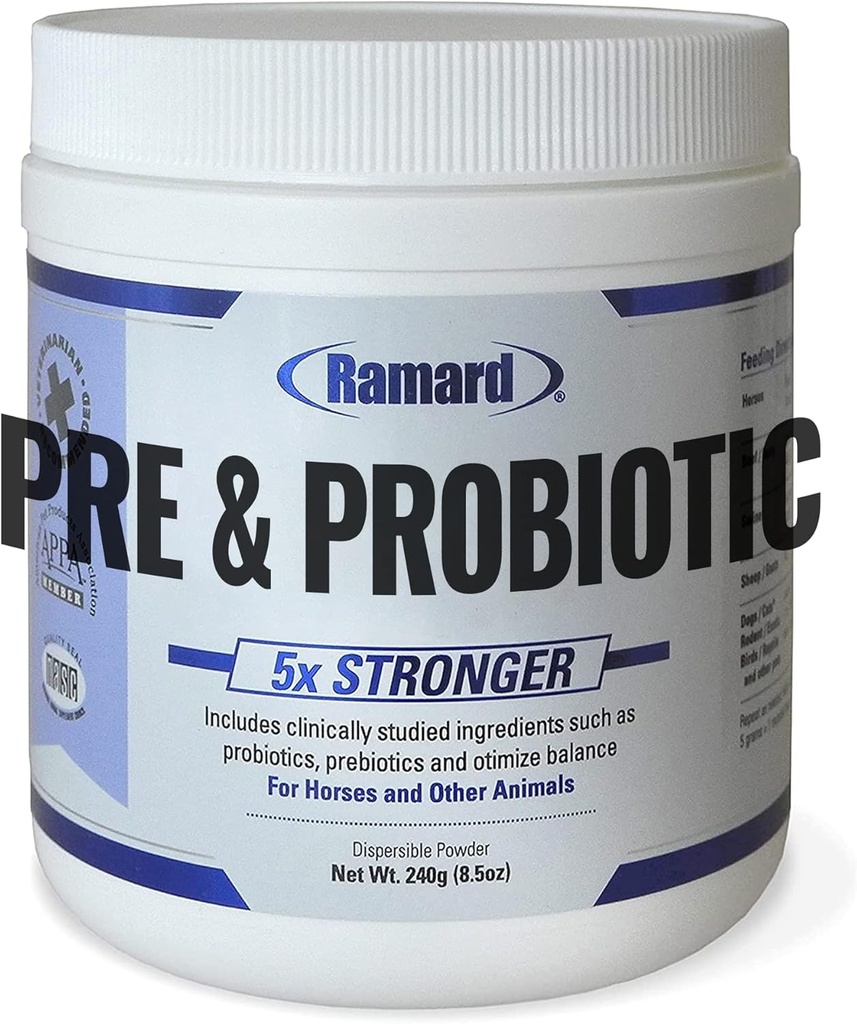 Ramard Total Prebiotic & Probiotic Equine Formula - Natural Digestive Supplement for Horses Optimal Gut Health, Nutrient Absorption, Foal Support Pro & Pre Biotics for Livestocks and Horse 8.5 oz Jar