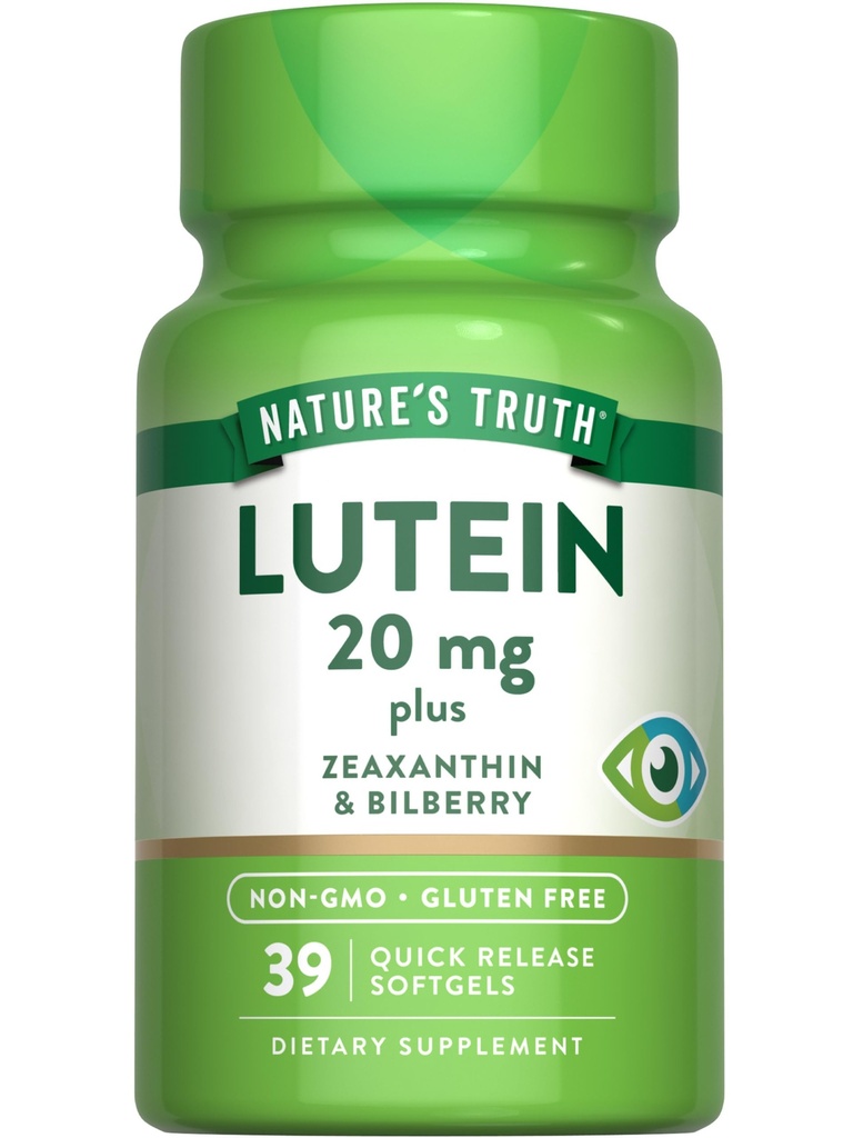 Doğanın Gerçek Lutein ve Zeaxanthin | 20 mg | 39 Softgels | Bilberry | Non-GMO & Gluten Free Supplement Supplement Supplement