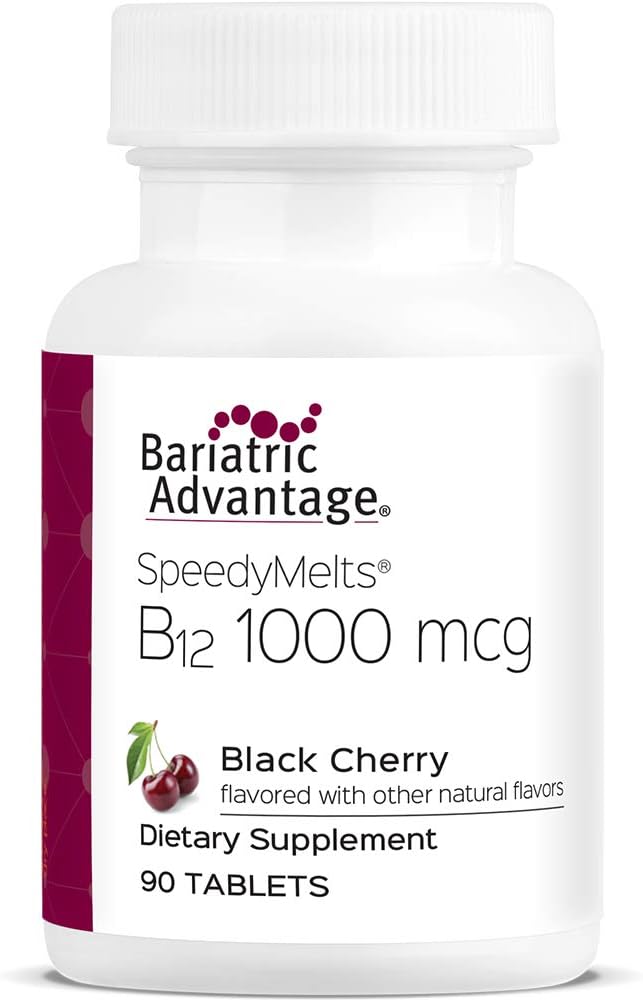 Bariatrik Avantajı B-12 Hızlı Melts, Vitamin B12 1000 mcg Tamam, Beslenme Desteği için 200 mcg of Folic Acid ile hızlı bir enerji - Black Cherry, 90 Kont Count Count Count