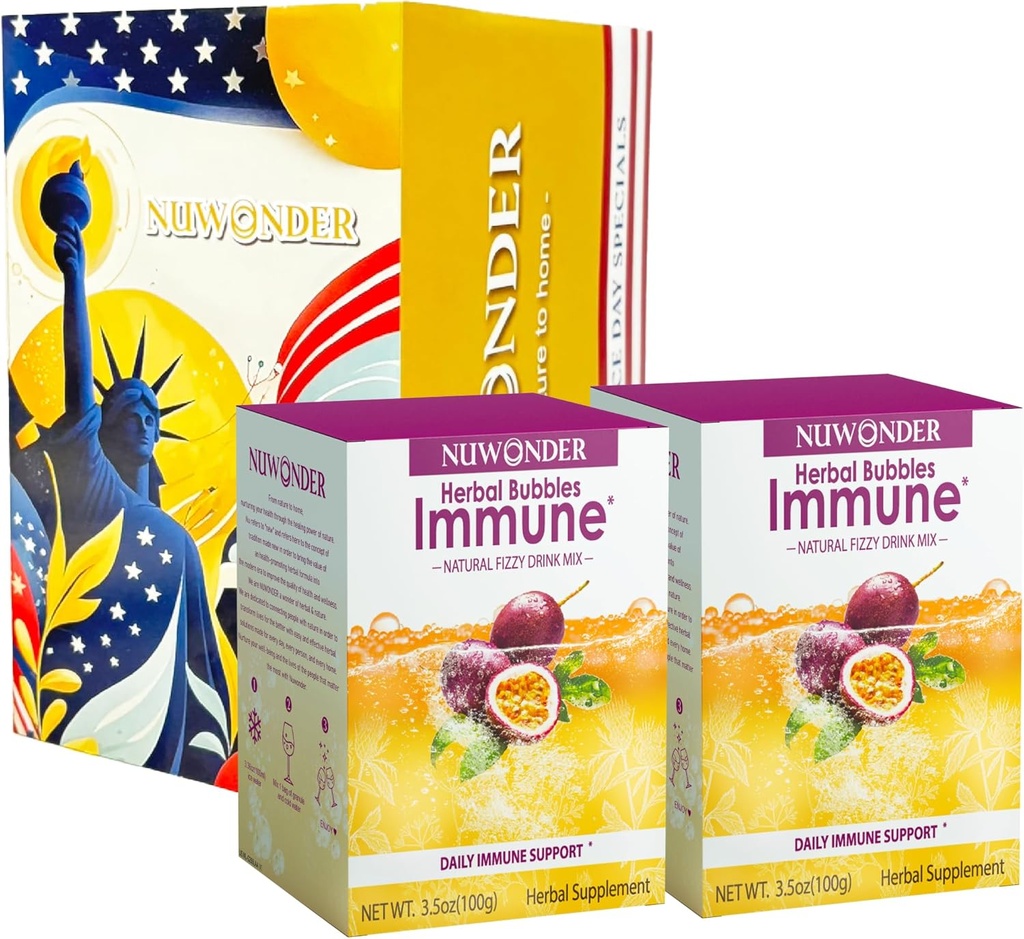 Immune ATM Fizzy Drink Mix Herbal Supplement Made with Astragalus, Ginger, Jujube, Atractylodes, Passion Fruit, No Yapay, 10packs (2 Kutu)
