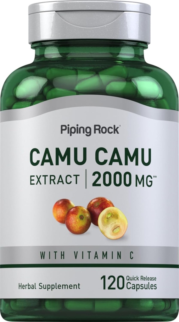 Piping Rock Camu Camu Capsules 2000 mg | 120 Pills | Meyve Ekstraksiyonu | C | Non-GMO, Gluten Free Supplement Supplement