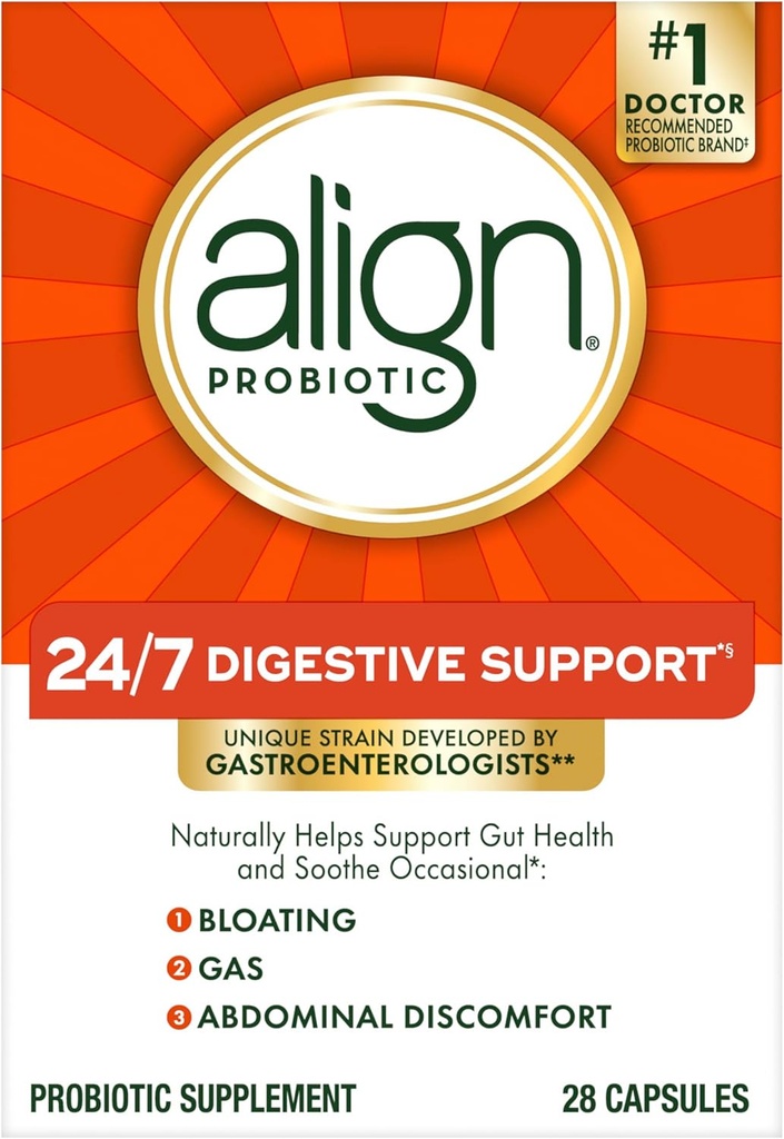 Align Probiotic, Probiotics for Women and Men, Daily Probiotic Supplement for Digestive Health*, #1 Recommended Probiotic by Doctors and Gastroenterologists‡, 28 Capsules