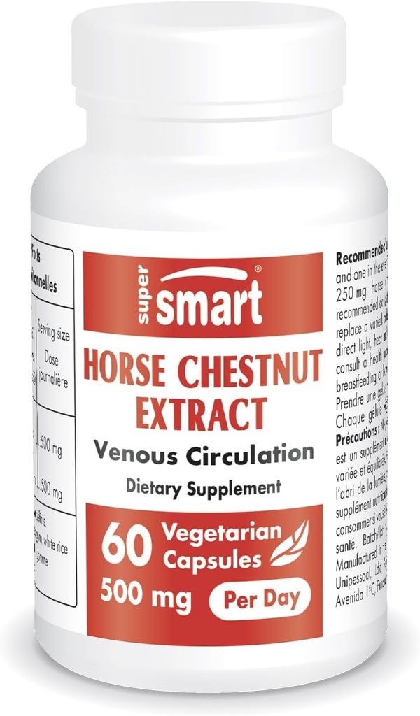 Supersmart - At Chestnut 5 mg per Day (High Strength) -% 20 Aescin Supplement | Non-GMO & Gluten Free - 60 Vegetarian Capsules