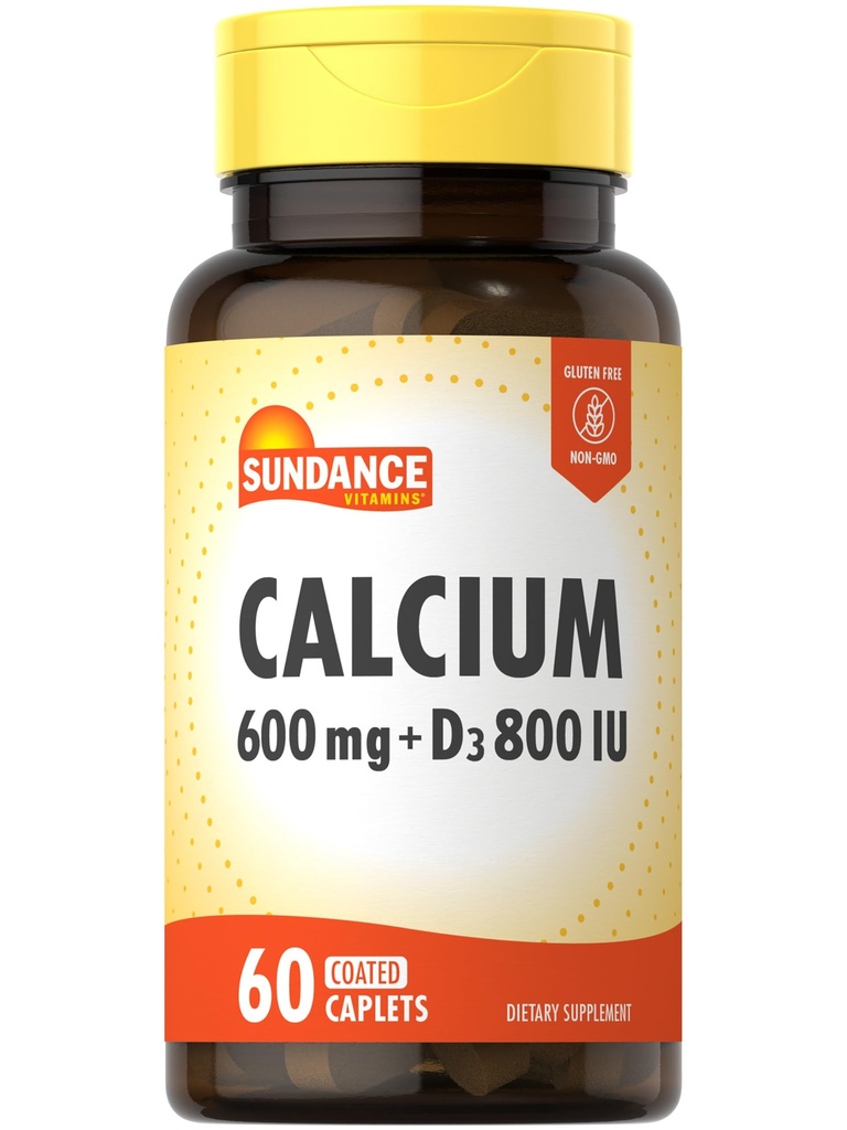 Sundancedis D3 ile 600 mg | 60 Caplets | Vegetarian, Non-GMO ve Gluten Free Supplement