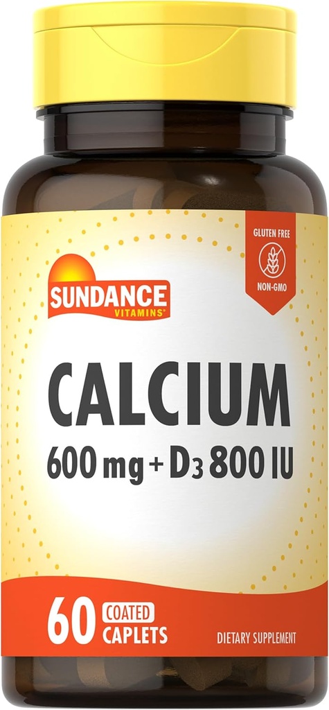 Sundancedis D3 ile 600 mg | 60 Caplets | Vegetarian, Non-GMO ve Gluten Free Supplement