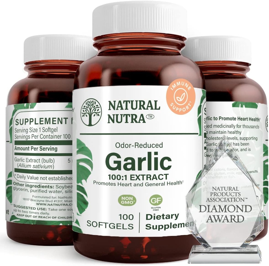 Doğal Nutra Odorless Oil Oil Supplement, Organik Pills for Boost Heart Health & Skin Health, Geliştirilmiş Immune System, Cyclical Issue, Use Body Fat Oil, Allium Sativum 500 mg,100 Softgels