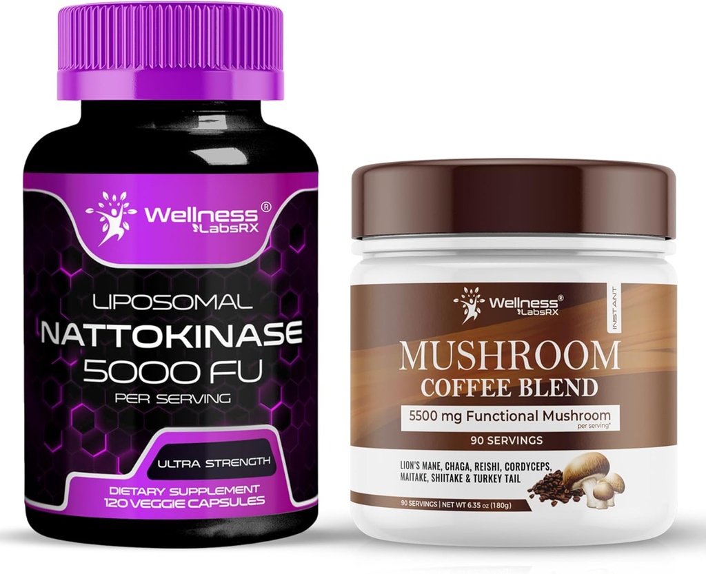 WELLNESS LABSRX Nattokinase Supplement Capsules 5000 FU - Mushroom Kahve
