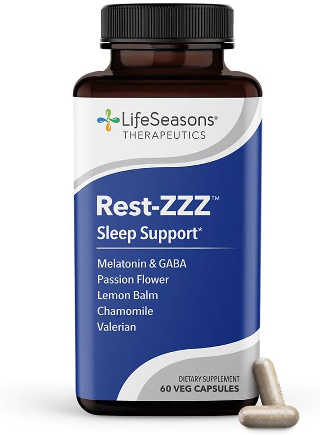 Yaşam Sezonları Rest-ZZZ - Doğal Uyku Desteği Tamam - Fall Asleep & Stay Asleep - Calms Nervous System - Ease Kas Ger & Restless - Low Dose Melatonin GABA & Chamomile - 60 Capsules