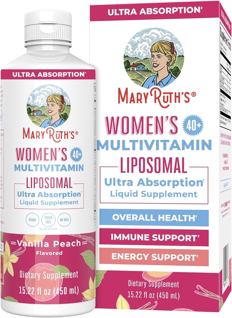 MaryRuth Organics Multivitamin for Women 40+, Womens Multivitamin Liposomal, Immune Support Supplement, Energy Supplements & Sleep Aid, Vegan, Sugar Free, Non-GMO, 15.22 Fl Oz Oz
