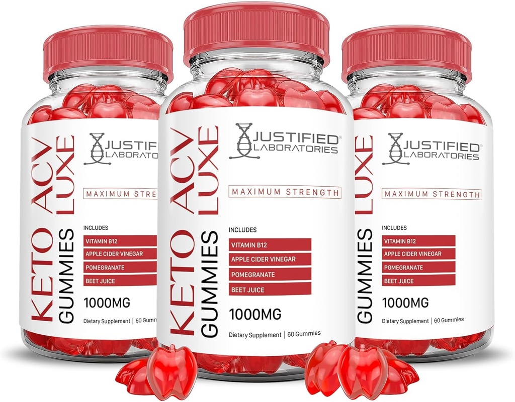 (3 Pack) Luxe Keto ACV Gummies Advanced Formula 1000MG Luxe Chem Gummies Apple Cider Vinegar Formula B12 Vegan Non GMO 180 Gummys