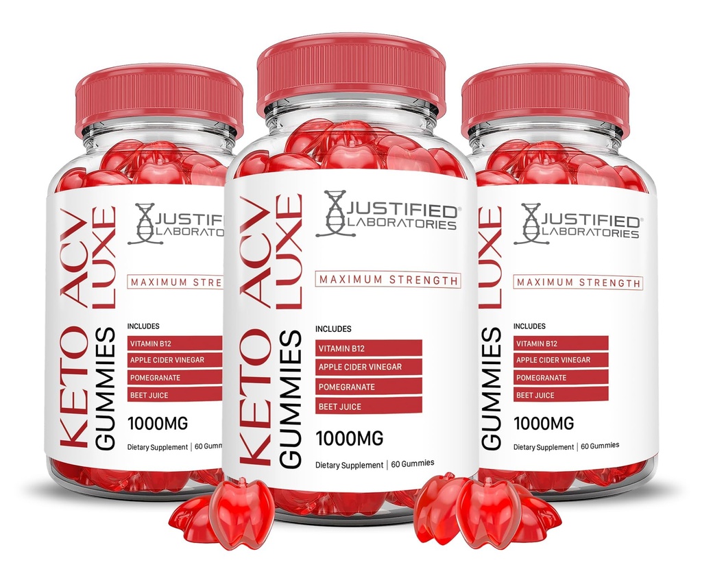 (3 Pack) Luxe Keto ACV Gummies Advanced Formula 1000MG Luxe Keto Gummies Apple Cider Vinegar Formulated with Ρόδι με σκόνη χυμού τεύτλων B12 Vegan Non GMO 180 Gummys