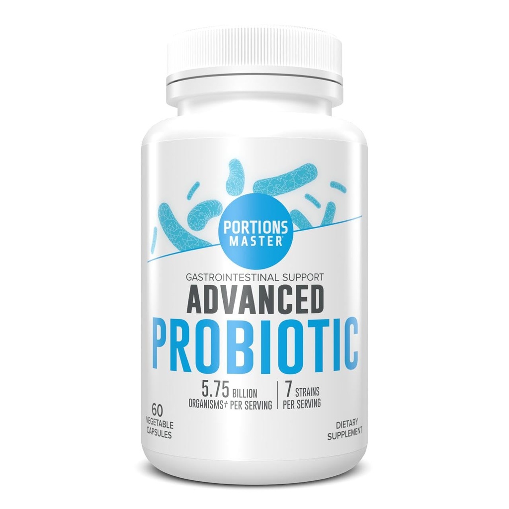 Portions Master Probiyotiks 5.75 Milyar CFU, Daily Probiyotik ve Organik Prebiyotik Supplement for Gut Health, Digestive Support ve Immune Balance, Non-GMO, Gluten-Free, Dairy-Free (60 Capsules)