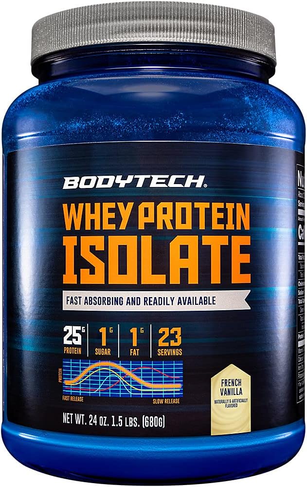 BODYTECH Whey Protein Isolate Powder - με 25 γραμμάρια πρωτεΐνης ανά Σερβίρισμα & BCAA's - Ιδανικό για Μετα-Εκπόνηση Μυϊκό Κτίριο & Ανάπτυξη, Περιέχει Γάλα & Σόγια - Γαλλική Βανίλια (1,5 Λίρες)