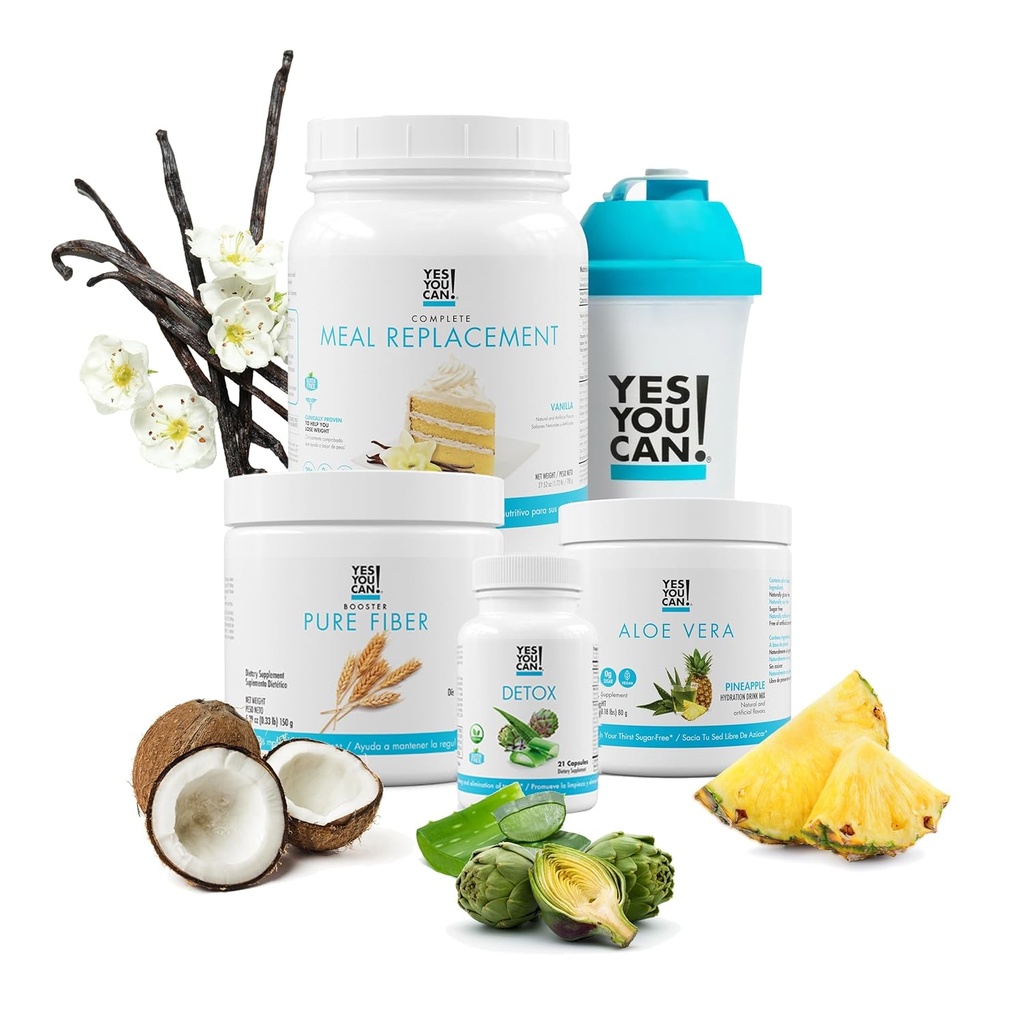 Detox Plus Kit, Daily Cleanse Pure Fiber Meal Replacement, Drink Mix, Shake Booster and Supplement, Body Cleanse Kit for Women, Daily System Cleanse - Vanilla, Aloe Vera Pineapple