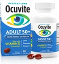 Ocuvite 50+ Eye Vitamin & Mineral Supplement, Omega-3, çinko, C & E, Lutein & Zeaxanthin, kadınlar ve erkekler için çinko Supplements, 90 Softgels