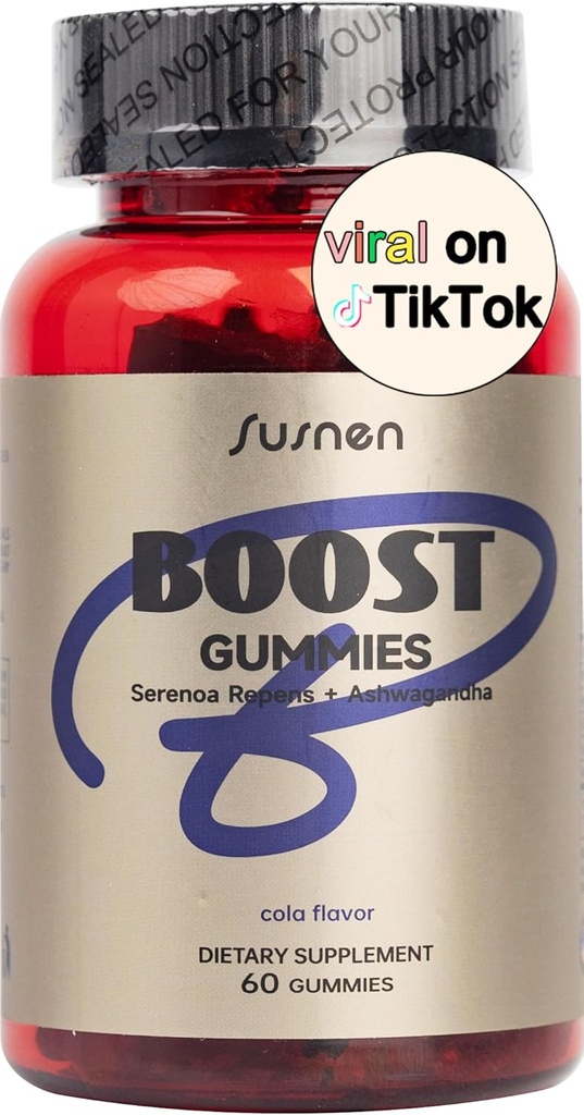Boost Gummies,Serenoa Repens & Ashwagandha Extract,Saw Palmetto for Men,Enhance Body Function, Reduce Stress, Male Vitality Supplement,Cola Flavor(60 Gummies)
