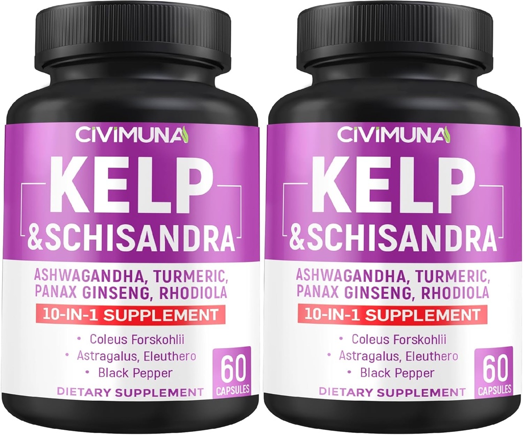 Kelp Κάψουλες με Kelp, Schisandra, Ashwagandha και More - 120 κάψουλες για 4 μήνες προσφοράς (πακέτο των 2)