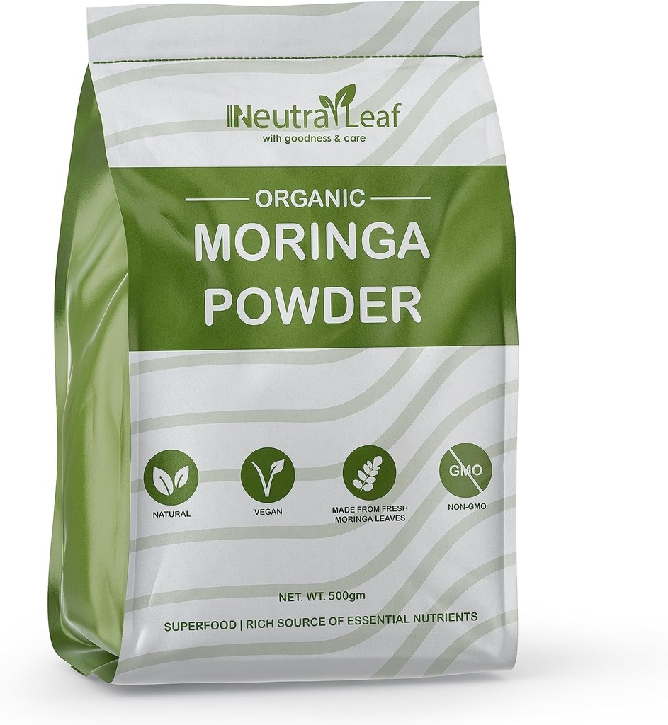 Organik Moringa Toz 500g | Boosts Immunity & Metabolism | Slim | Multivitamin | Antioksi | Saç & Skin için İyi | Resealable Bag