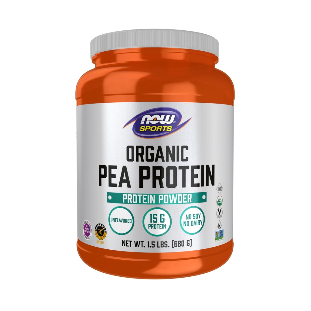 Şimdi Gıda Spor Beslenmesi, sertifikalı Organik Pea Protein 15 Grams, Unflavored Toz, 1.5-Pound