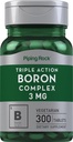 Piping Rock Boron Supplement for Men and Women | 3mg | 300 Tablets | Triple Complex | as Glycinate, Aspartate, Citrate | Vegetarian, Non-GMO, Gluten Free
