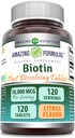 Amazing Formulas Biotin 10.000 mcg | Hızlı Dissolve Tabletler | No-GMO | Gluten Free Supplement | USA (Citrus | 120 Tablet)