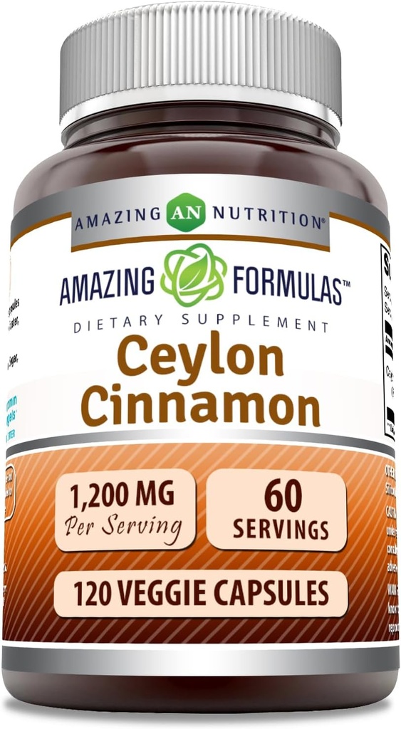 Amazing Formulas Ceylon Cinnamon 1200 Mg | Vegetarian Capsules | Non-GMO | Gluten-Free | Made in USA (1 Pack | 120)