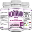 Nicotinamid 100 mg ile Resveratrol 500 mg - 120 Veggie Capsules - Vitamin B3 Tamam Pilleri NAD, Skin Hücre Sağlık & Enerji