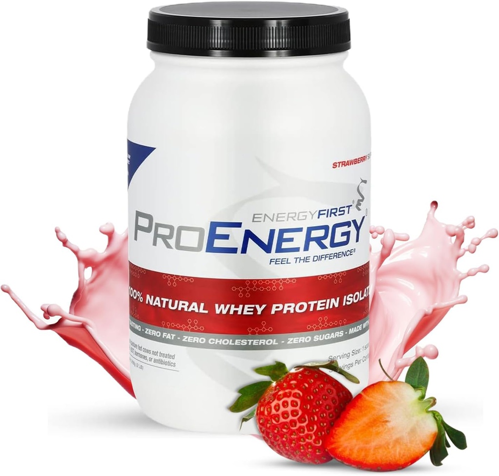 EnergyFirst Grass-Fed φράουλας πρωτεΐνης Whey Isolate (2lb), υψηλής πρωτεΐνης Shake για την αντικατάσταση γεύματος & ανάκτηση, μη GMO, χωρίς γλουτένη, 37 εξυπηρετούν