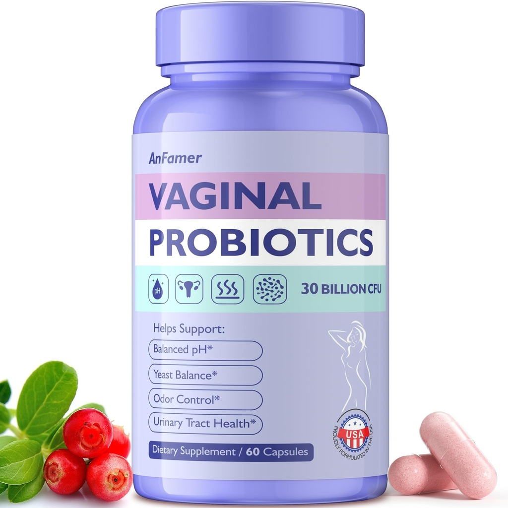 Κολπικά προβιοτικά για γυναίκες Γυναίκα,Promotes Ph Balance, Healthy Κολπική Οδο & Χλωρίδα, Ουρινική Φυλλαδική Υγεία με Πρεβιοτικά & Lactobacillus Προβιοτικό Blend 30 Δισεκατομμύρια CFU,60 Κάψουλες
