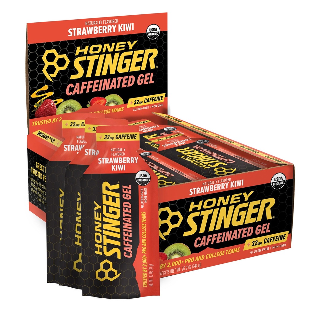 Honey Stinger Strawberry Kiwi Energy Gel, Organik Honey ile Caffeinated & Gluten Free, Egzersiz, Koşu ve Performans, Ev & Spor Beslenme, Pre ve Mid Workout, 24 Pack