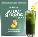 Super Greens Toz 50+ Superfoods - The Whole Family için Günlük Yeşil Meyve - Lezzetli Yeşil Toz İçilir - Altın Pineapple Flavor - 10 Hizmet
