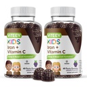 VITEEY Demir C vitamini olan Çocuklar için - Enerji, Kan Hücre Formülasyonu, Kan Builder Anemi Kids Iron Supplements - Vegan, Gelatin Free, Gluten Free - Tasty Chewable Grape Flavored Gummy