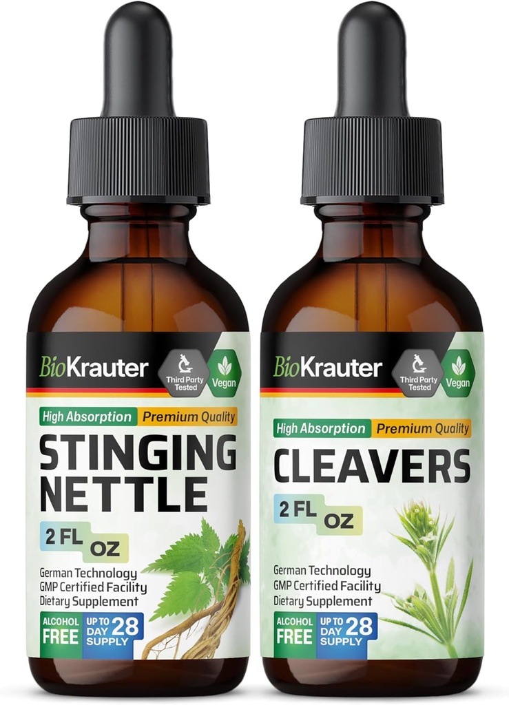 BIO KRAUTER Nettle Tincture 2 Fl. Oz. & Cleavers Tincture 2 Fl. Oz.