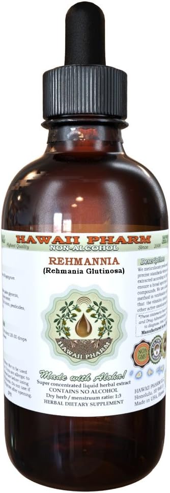 Rehmannia Alcohol-free Liquid Extract, Organic Rehmannia (Rehmania Glutinosa) Αποξηραμένη ρίζα Γλυκερίτης Φυσικό βοτανικό συμπλήρωμα, Χαβάη Pharm, ΗΠΑ 2 fl.oz
